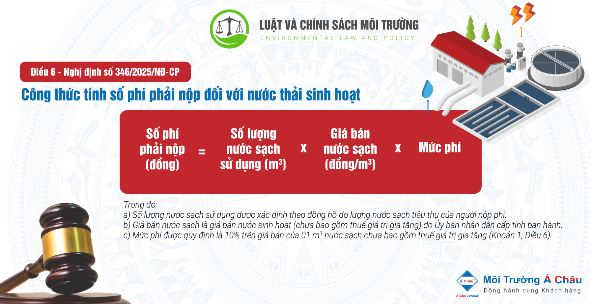 công thức tính phí bảo vệ môi trường nước thải sinh hoạt