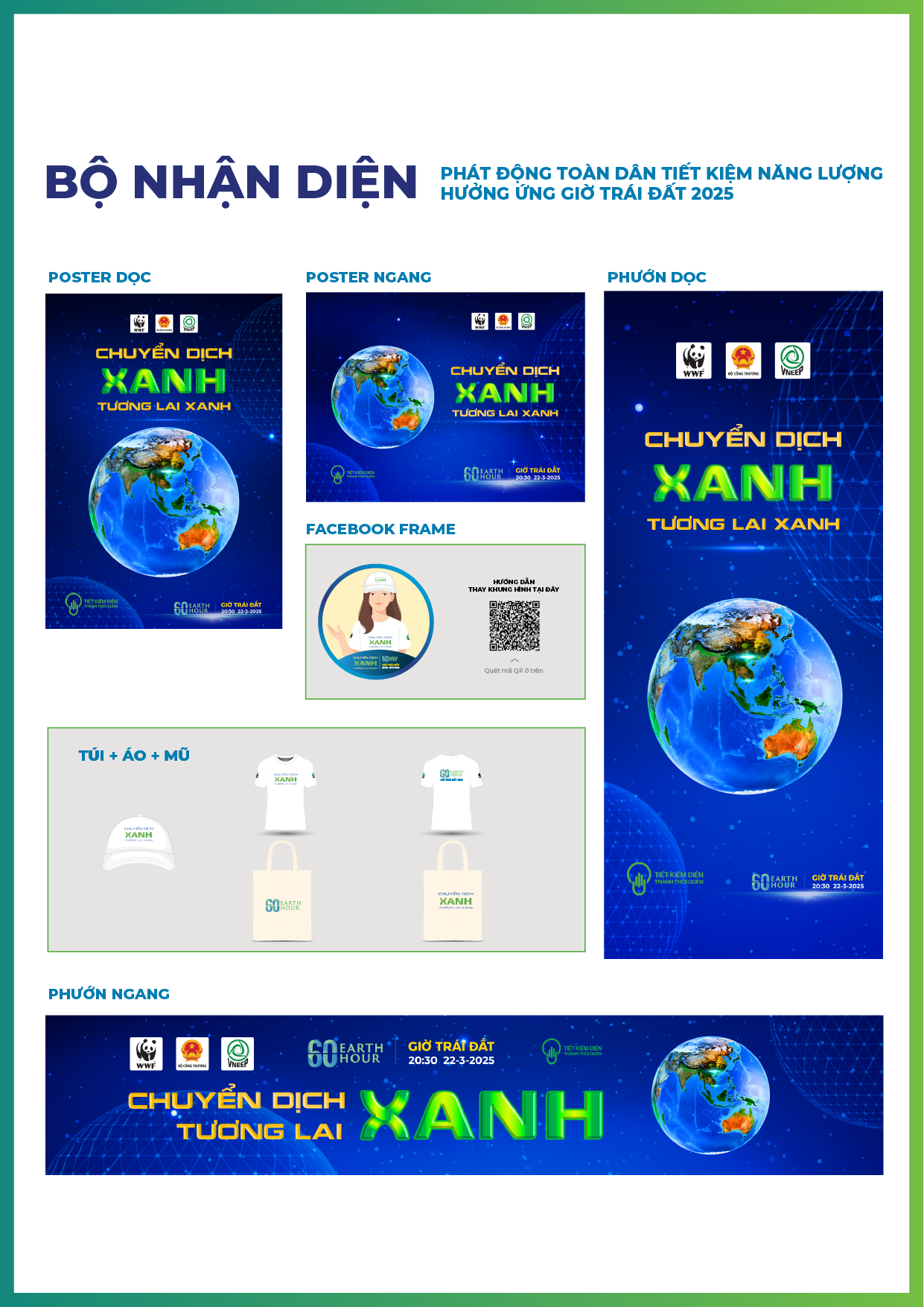 bộ tài liệu thiết kế nhận diện truyền thông sự kiện giờ Trái đất 2025
