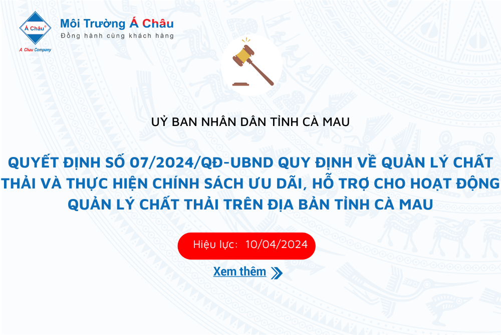 Ban hành quy định về quản lý chất thải và thực hiện chính sách ưu đãi, hỗ trợ cho hoạt động quản lý chất thải trên địa bàn tỉnh Cà Mau