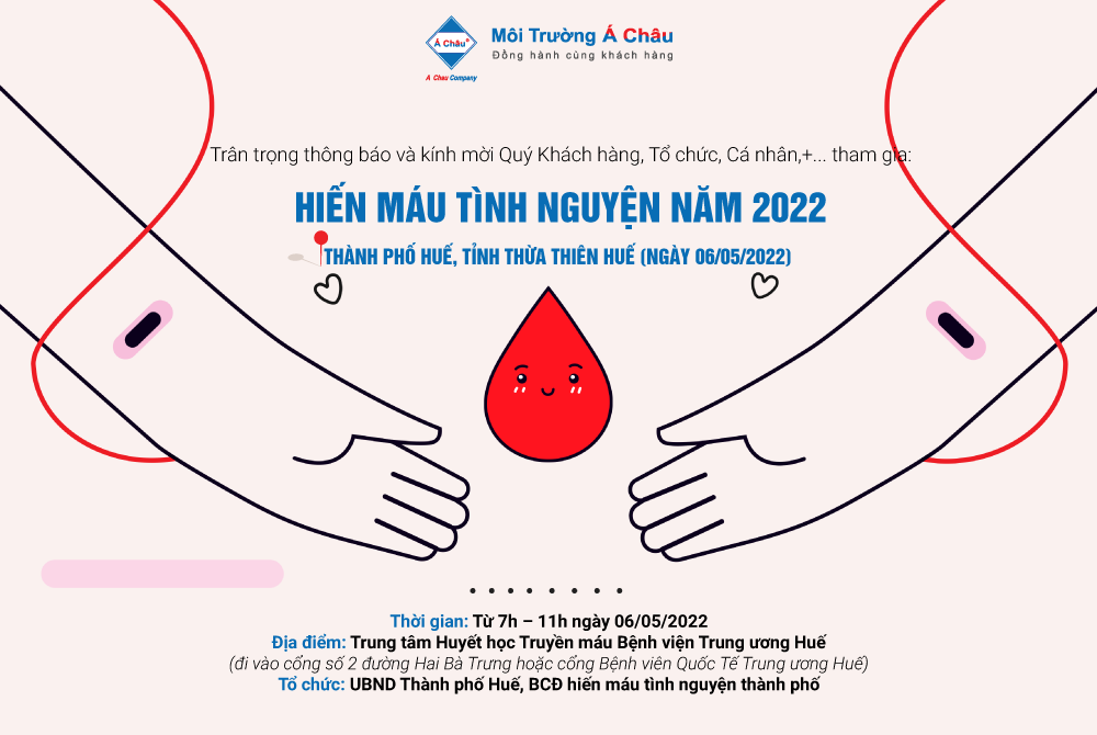 Thừa Thiên Huế: thư mời hiến máu tình nguyện năm 2022 vào ngày 6/5/2022