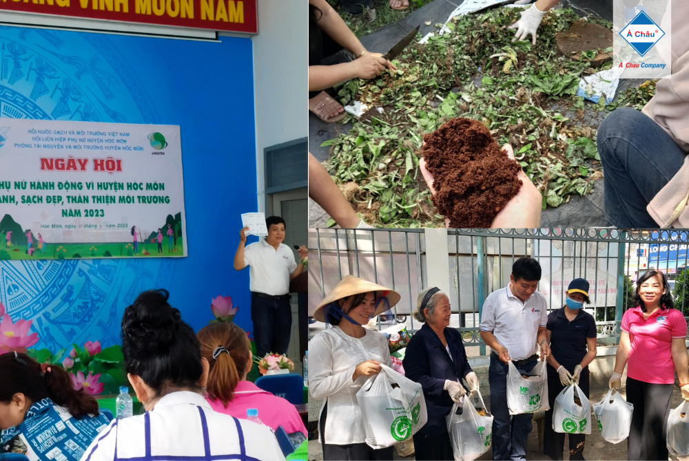 Thầy Lê Hùng Anh - Chủ tịch Văn phòng đại diện Hội nước sạch và Môi trường Việt Nam tại TP.HCM Hướng dẫn người dân trong hoạt động hướng dẫn ủ phân hữu cơ tại hộ gia đình