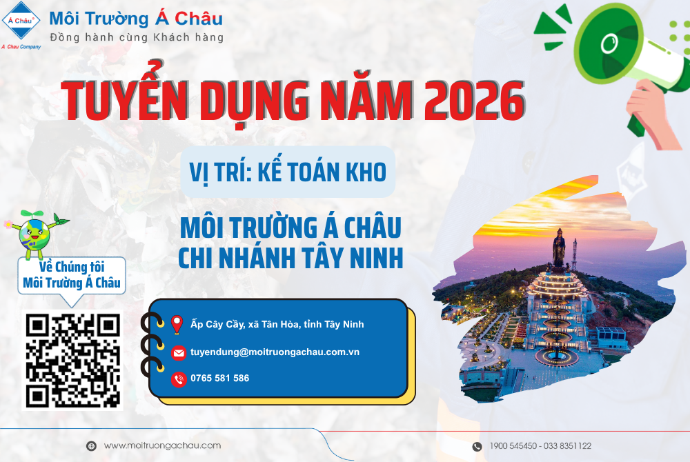 Môi Trường Á Châu Tuyển dụng vị trí Kế toán kho làm việc tại Chi nhánh Tây Ninh năm 2026