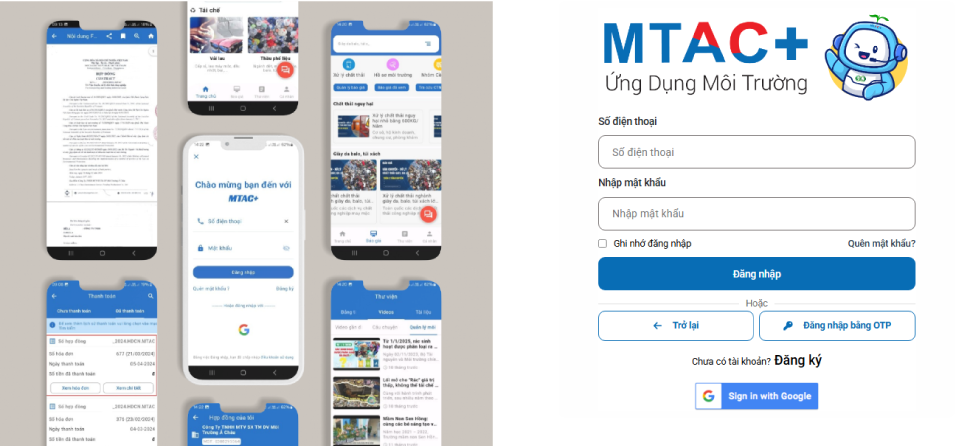 Cổng hỗ trợ thực hiện báo cáo môi trường trực tuyến qua Cổng Khách hàng MTAC+