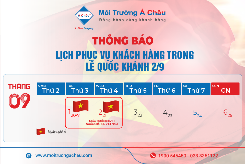 Thông báo lịch phục vụ Khách hàng trong Lễ Quốc khánh 02/9 - Notice for Vietnam's National Day