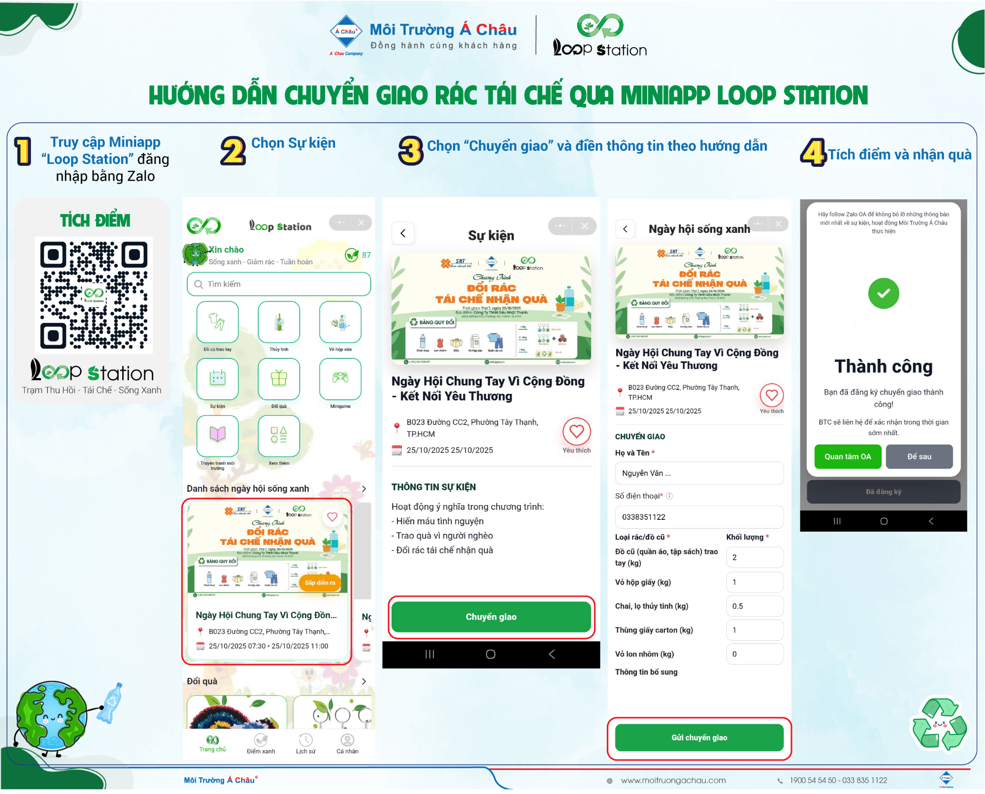 Hướng dẫn chuyển giao rác tái chế qua miniapp Trạm thu hồi Loop Station