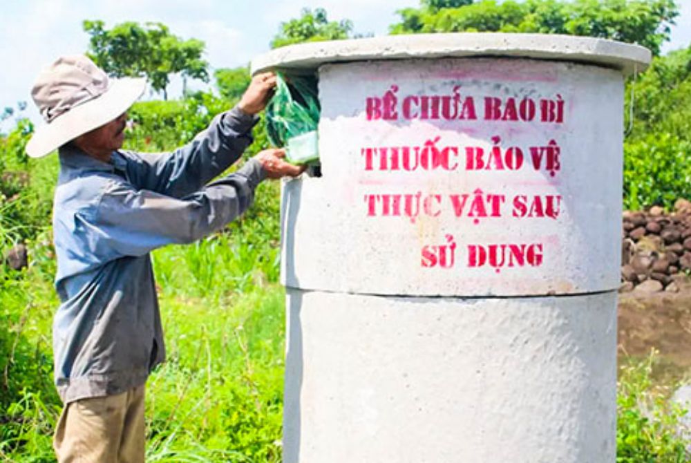 Hiệu quả từ mô hình bể chứa bao gói thuốc bảo vệ thực vật đã qua sử dụng tại huyện Chợ Gạo tỉnh Tiền Giang