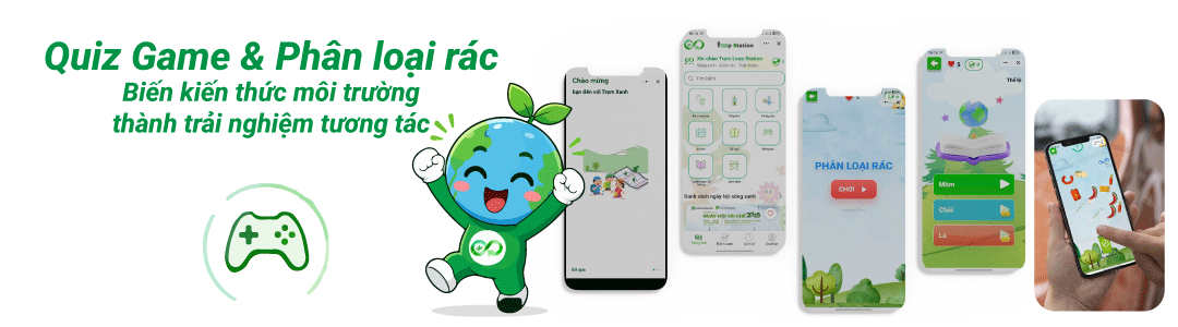 ứng dụng Loop station, minigame phân loại rác
