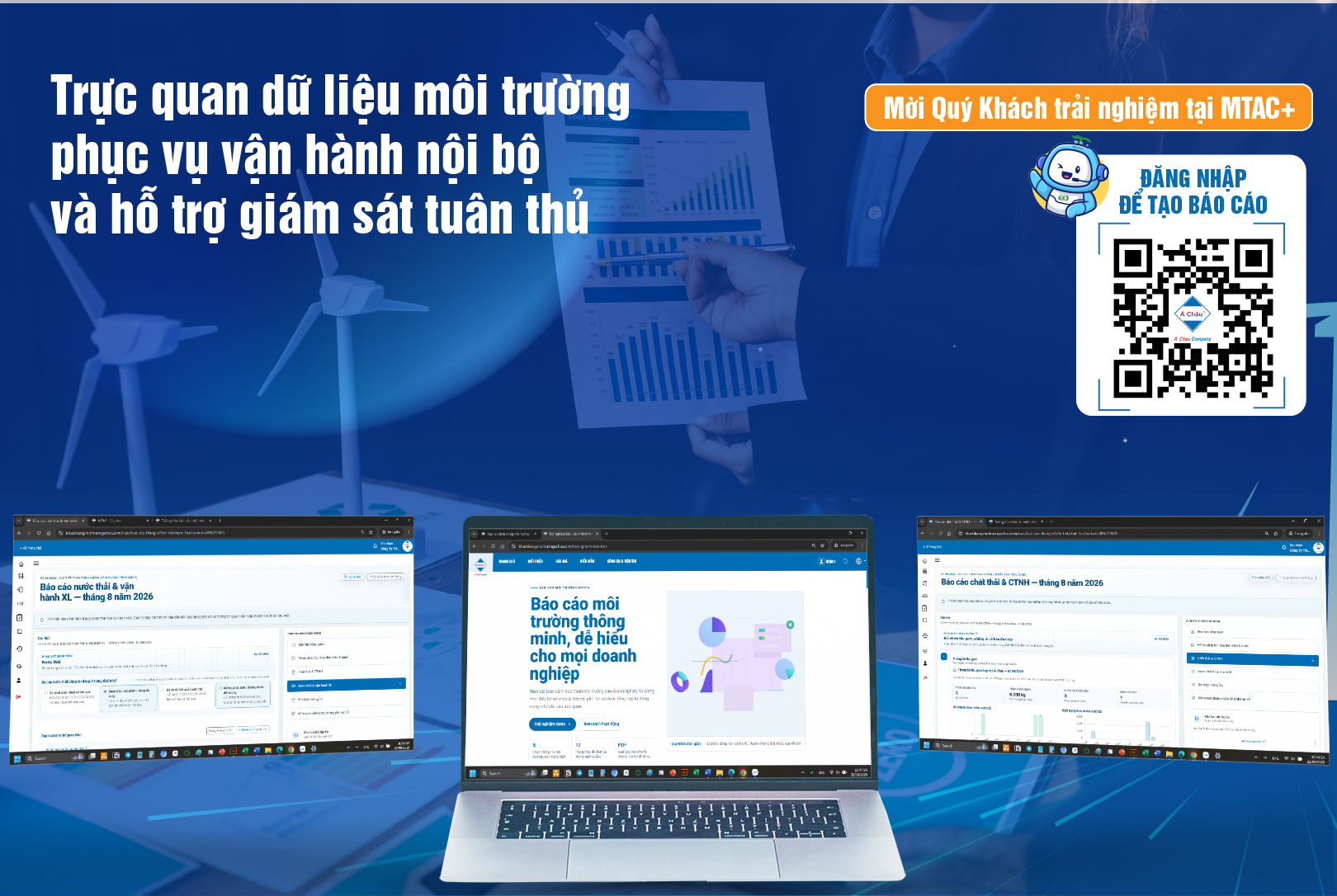 Cổng khách hàng MTAC+ tính năng báo cáo nội bộ hiện trạng môi trường của doanh nghiệp
